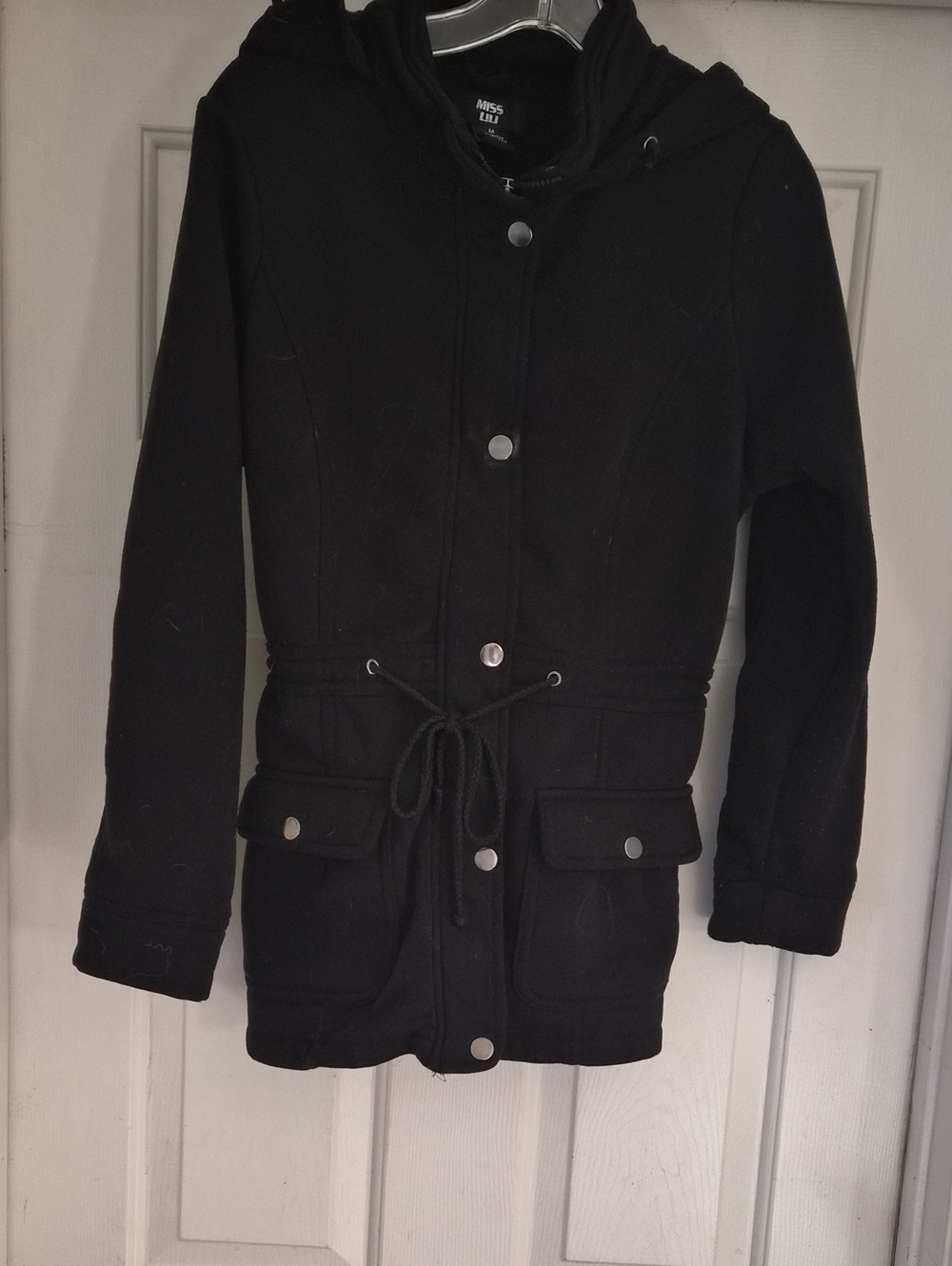 Miss Lili Black Hooded Drawstring Utility Jacket